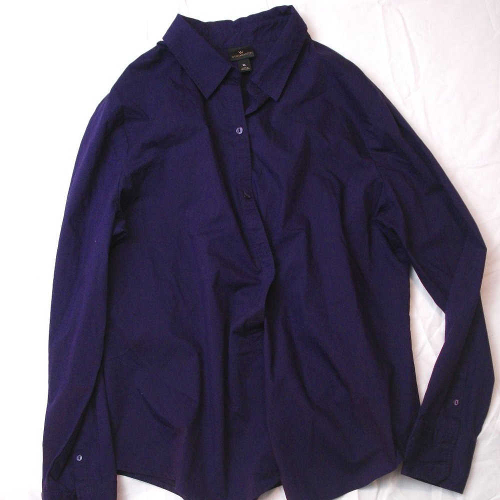 Worthington Women Stretch Purple Long Sleeve, Shirt size XL